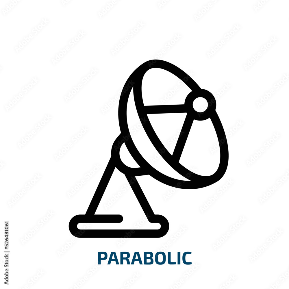 parabolic icon from technology collection. Thin linear parabolic, technology, antenna outline icon isolated on white background. Line vector parabolic sign, symbol for web and mobile parabolic icon from technology collection. Thin linear parabolic, technology, antenna outline icon isolated on white background. Line vector parabolic sign, symbol for web and mobile