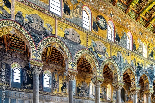 Print op canvas The mosaics of the Cathedral of Monreale, Sicily