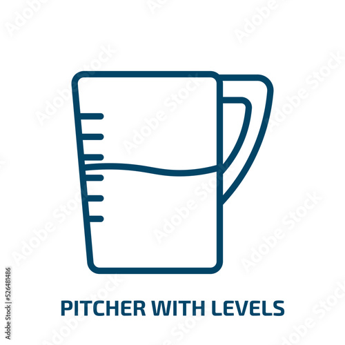 pitcher with levels icon from tools and utensils collection. Thin linear pitcher with levels, tools and utensils, glossy outline icon isolated on white background. Line vector pitcher with levels
