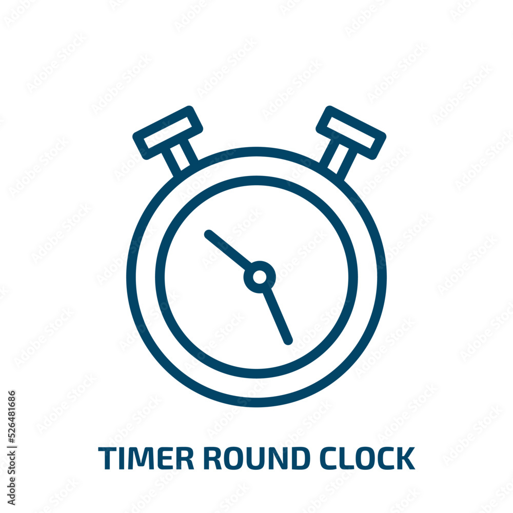 timer round clock icon from tools and utensils collection. Thin linear timer round clock, clock, circle outline icon isolated on white background. Line vector timer round clock sign, symbol for web timer round clock icon from tools and utensils collection. Thin linear timer round clock, clock, circle outline icon isolated on white background. Line vector timer round clock sign, symbol for web