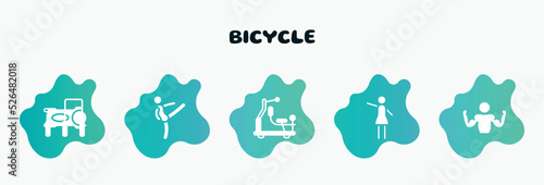 bicycle filled icons set. flat icons such as master, gym station, hostess, bodybuilder, stem icon collection. can be used web and mobile.