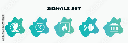signals set filled icons set. flat icons such as bifurcation, fire triangular, car light, museum, placeholder point icon collection. can be used web and mobile.