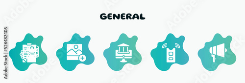 general filled icons set. flat icons such as add photos, digital banking, active sensor, agitation, data science icon collection. can be used web and mobile. photo