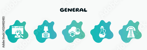 general filled icons set. flat icons such as x-ray, saas, massage oil, road tunnel, sem icon collection. can be used web and mobile.