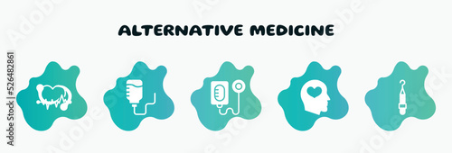 alternative medicine filled icons set. flat icons such as iv bag, intravenous sa, mental health, periodontal scaler, leech icon collection. can be used web and mobile.
