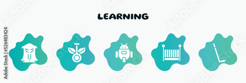 learning filled icons set. flat icons such as chlorophyll, , cradle, hockey stick, pillars icon collection. can be used web and mobile.