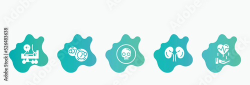 filled icons set. flat icons such as cell division, death, kidney, disease prevention, rhinitis icon collection. can be used web and mobile.