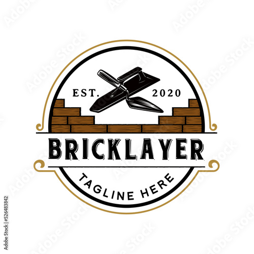 builder logo design. trowel and brick concept, very suitable for home repair or construction services.