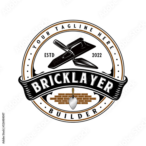 builder logo design. trowel and brick concept, very suitable for home repair or construction services.