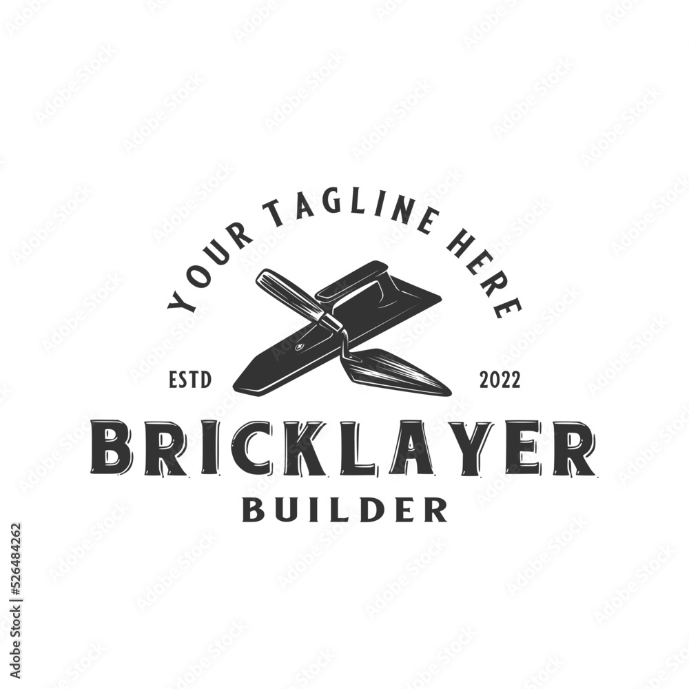 retro logo design bullder. the concept of a hand trowel as a symbol, for a construction or repair company. retro logo design bullder. the concept of a hand trowel as a symbol, for a construction or repair company.