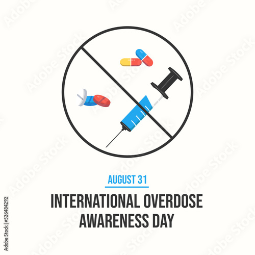 Illustration vector graphic of drugs and syringe with no symbol, perfect use for international overdose awareness day.