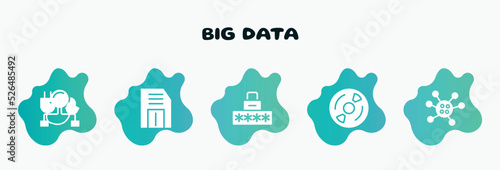 big data filled icons set. flat icons such as floppy, security code, cds, germs, cloud sharing icon collection. can be used web and mobile.