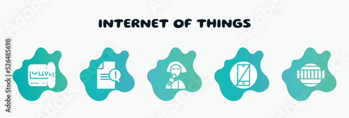 internet of things filled icons set. flat icons such as complaint, reporter, no cellphone, test card, pipes icon collection. can be used web and mobile.