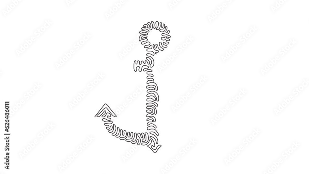 Self drawing animation of single line draw anchor isolated. Ship or boat anchor silhouette, marine symbol, security sign. Ocean symbol. Swirl curl style. Continuous line draw. Full length animated. Self drawing animation of single line draw anchor isolated. Ship or boat anchor silhouette, marine symbol, security sign. Ocean symbol. Swirl curl style. Continuous line draw. Full length animated.