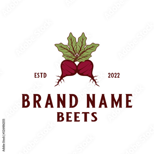 beet vegetable vector logo design. with a beet concept in a vintage retro style, for the agricultural and vegetable market.