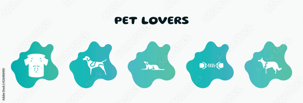 pet lovers filled icons set. flat icons such as german shorthaired pointer, border collie, pet toy, collie, pet food icon collection. can be used web and mobile.
