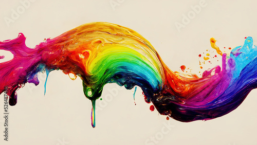 Fotografie, Obraz Dripping rainbow color paint splashes as background header