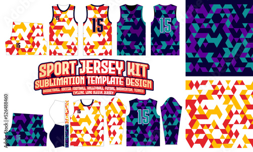 Abstract Triangle Background Sport Jersey layout colorful design for sportwear Printing sublimation 114