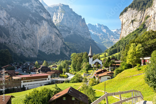 Lauterbrunnen village in the Swiss Alps  Switzerland