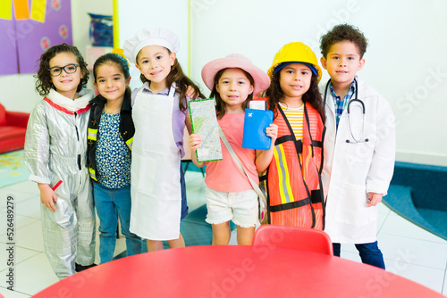 Preschool children dressed up in profession costumes