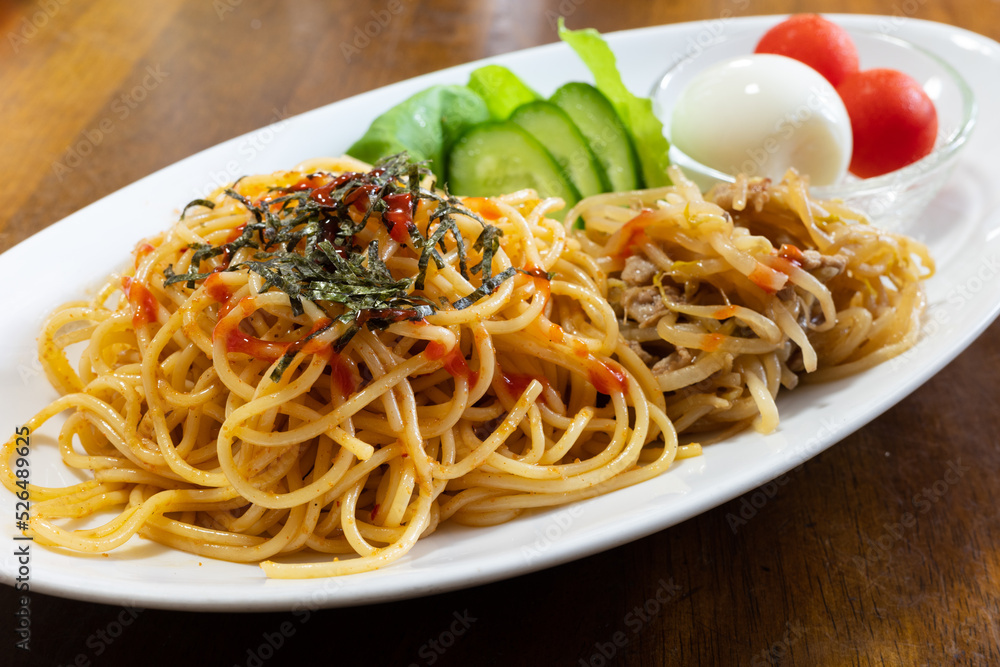 とても美味しい日本のワンプレートのパスタ