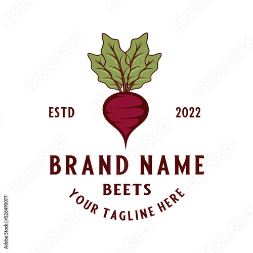 Vintage beet vector logo design. fresh beet concept in retro style. suitable for any kind of business beet, vegetable or produce.
