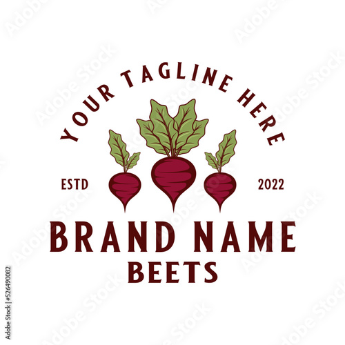 beet logo design concept. vintage three beets lined inside the frame, perfect for beet vegetable breeding as well as agriculture.