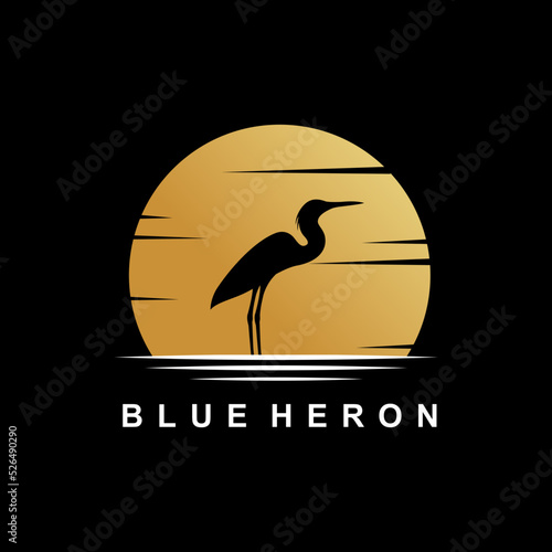 blue heron in moon logo