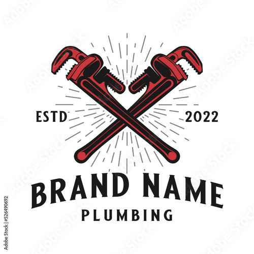plumbing logo design. the concept of a wrench that can be adjusted with a water faucet icon, for plumbing repairs and home maintenance.