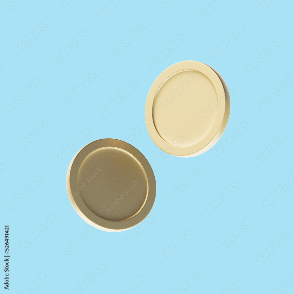3d Coins motion on blue background, coin icon symbol. 3d illustration 3d Coins motion on blue background, coin icon symbol. 3d illustration