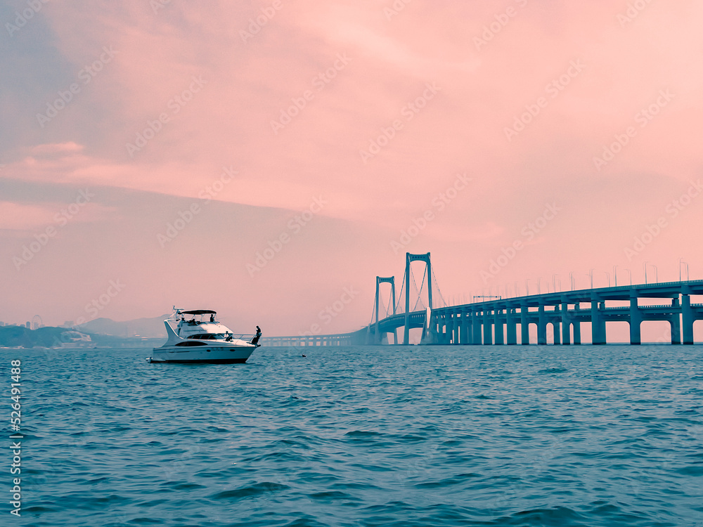 The bridge and sea view of Dalian City, Liaoning Province, China The bridge and sea view of Dalian City, Liaoning Province, China