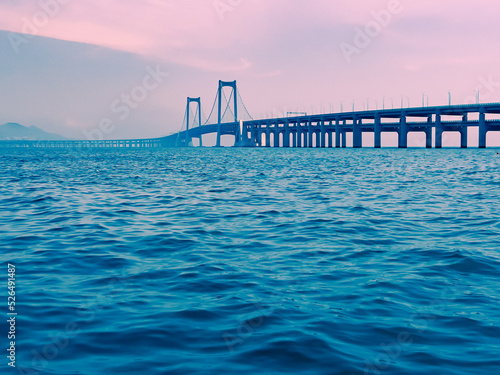The bridge and sea view of Dalian City  Liaoning Province  China