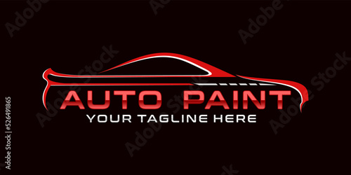 car repair logo design. abstract concept car with painting tools for car body repair and polishing.