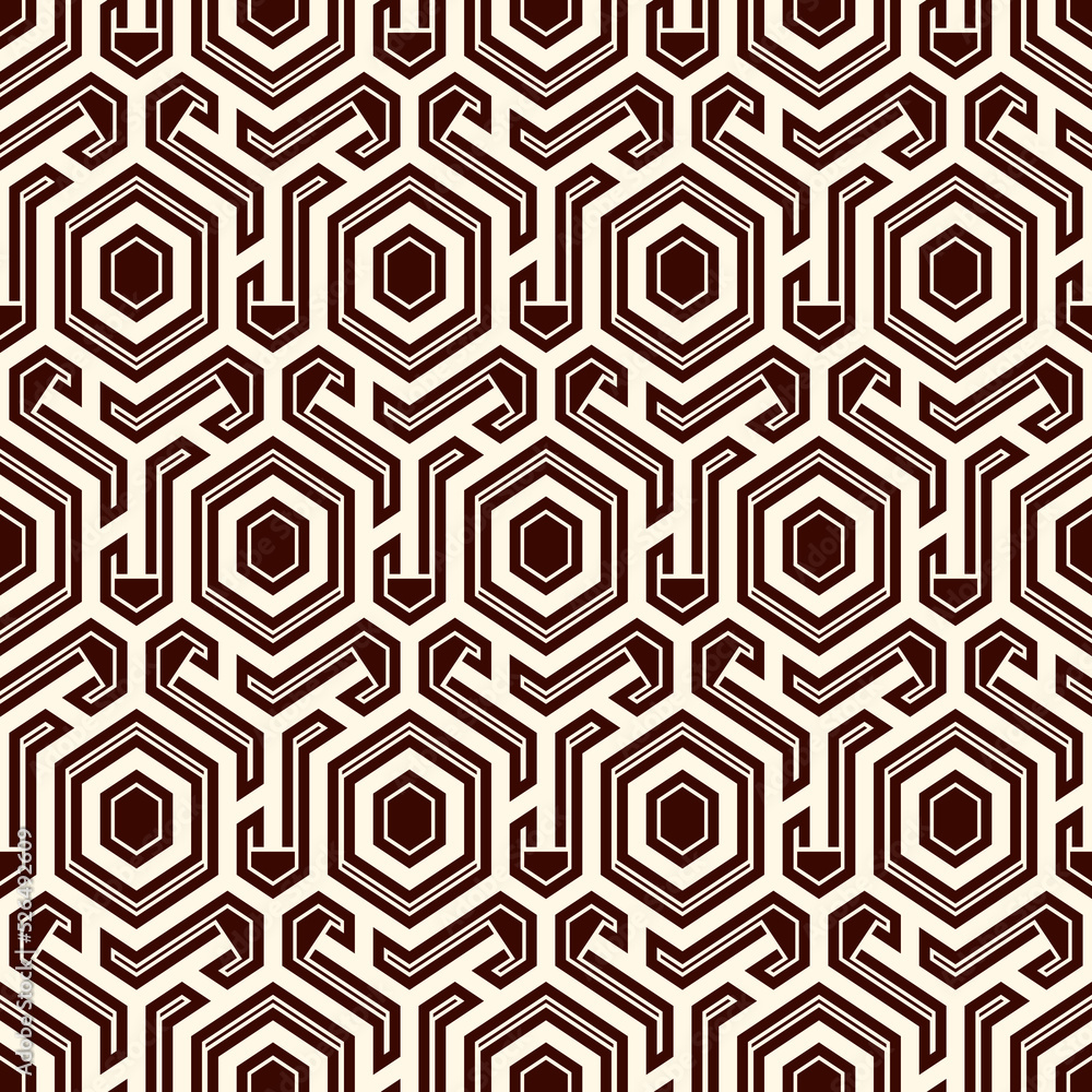 Honeycomb seamless pattern. Hexagon mosaic tiles ornament. Ethnic surface print. Repeated geometric figures background. Ornamental wallpaper. Modern geo design digital paper. Vector abstract art. Honeycomb seamless pattern. Hexagon mosaic tiles ornament. Ethnic surface print. Repeated geometric figures background. Ornamental wallpaper. Modern geo design digital paper. Vector abstract art.