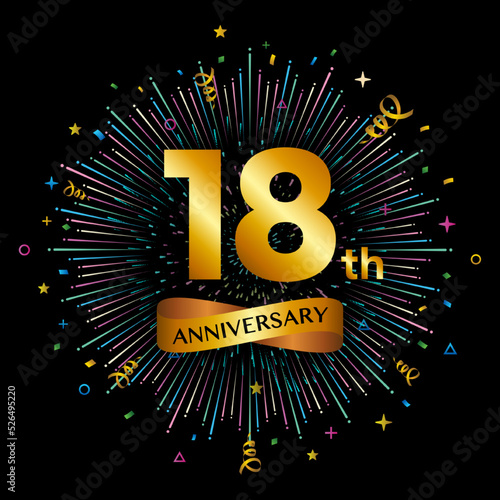 18th anniversary celebration logotype. Golden anniversary celebration template design, Vector illustrations.