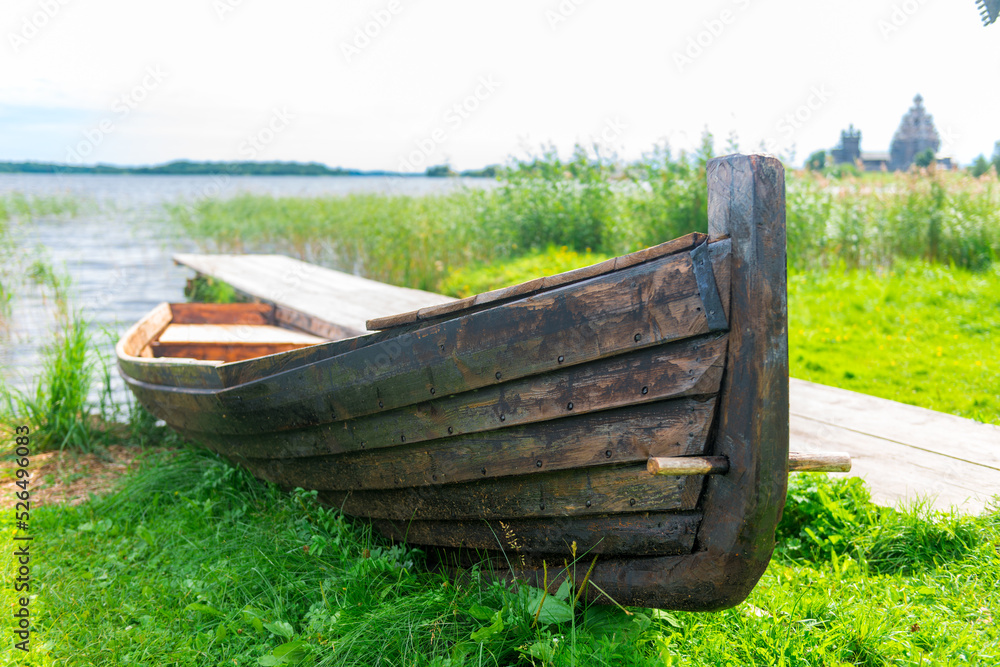 Wooden traditional boat for fishing of the peoples of the north of Russia Wooden traditional boat for fishing of the peoples of the north of Russia