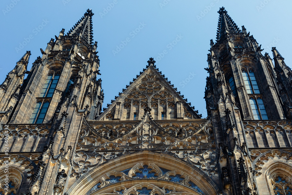 Saint Vitus Cathedral facade, west view,  Prague, Czech Republic