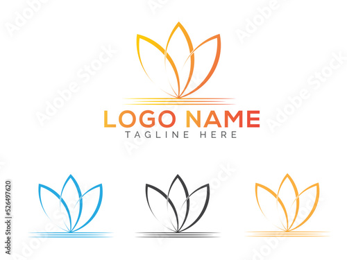 Flower logo design. Fashion brand logo. Clothing. lotus flower. Flower shop vector logo. Icon