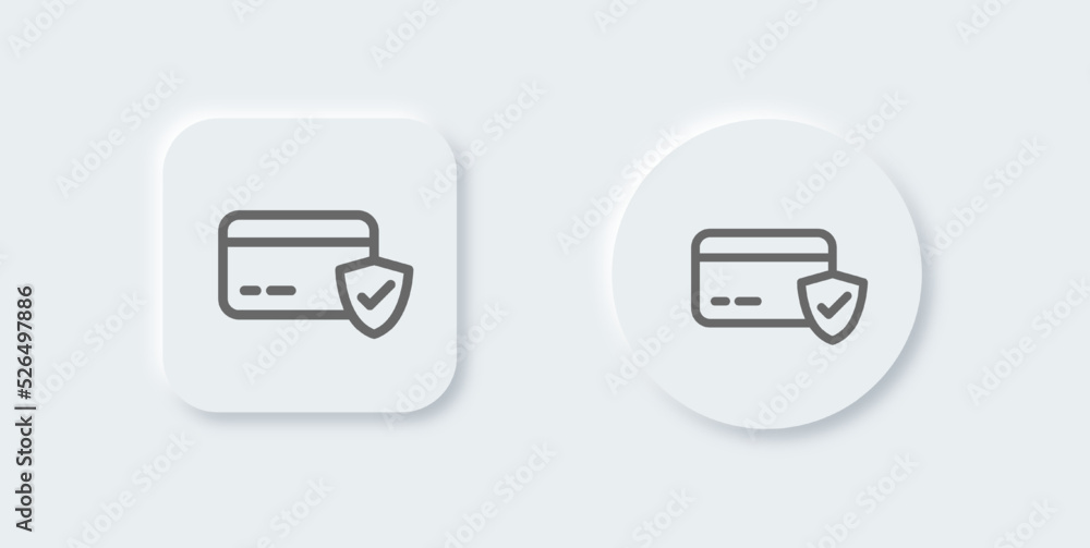 Payment done line icon in neomorphic design style. Credit card signs vector illustration.