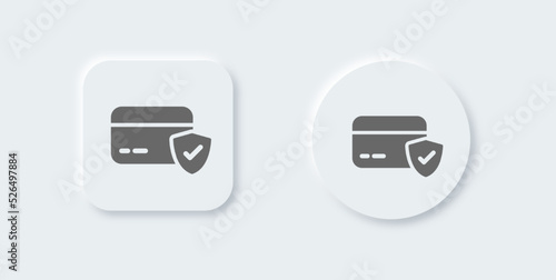 Payment done solid icon in neomorphic design style. Credit card signs vector illustration.