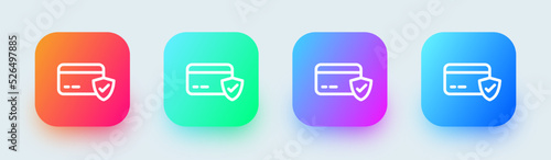 Payment done line icon in square gradient. Credit card signs vector illustration.