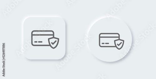 Payment done line icon in neomorphic design style. Credit card signs vector illustration.