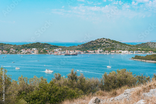 Beautiful view of the Adriatic sea with islands. Murter, Croatia