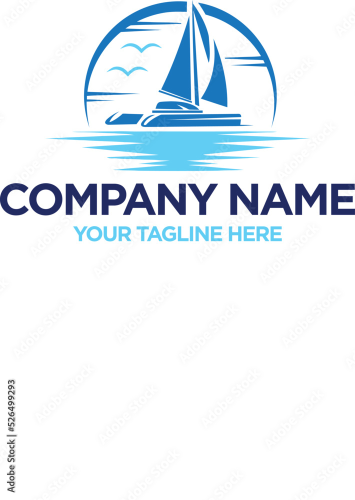 Sailboat logo design and ocean logo Sailboat logo design and ocean logo