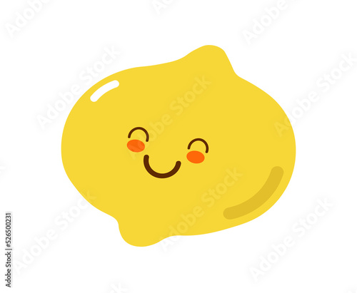 yellow cartoon lemon illustration with smiling sweet cheeks