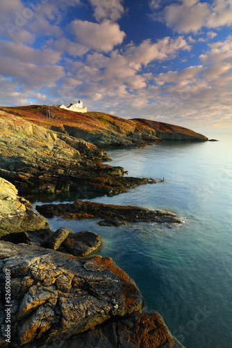 Morning light on Point Lynas Lighthouse. Anglesey  North Wales  UK.