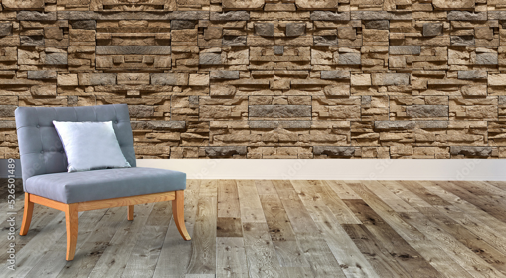 empty room and gray armchair interior design. 3D illustration empty room and gray armchair interior design. 3D illustration