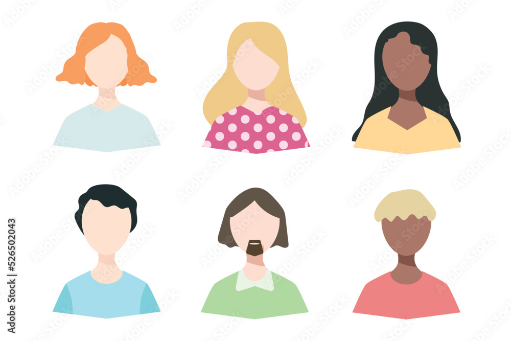 Set of people. Diversity. Simple art style. Vector. Profile icon. User icon. Characters set. Set of people. Diversity. Simple art style. Vector. Profile icon. User icon. Characters set.