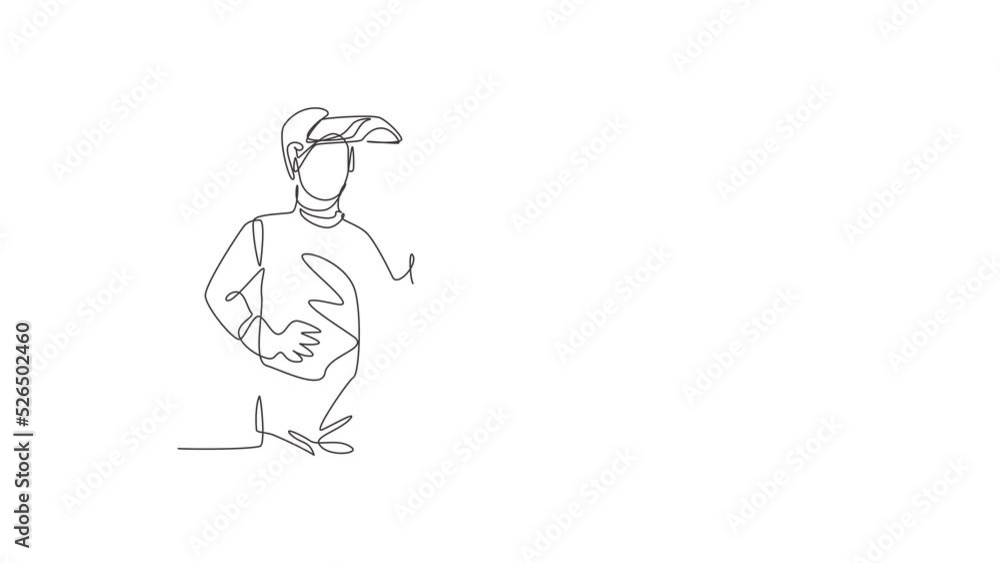 Animated self drawing of single continuous line draw young male welder wearing mask and holding welding machine. Professional work job occupation. Minimalism concept. Full length one line animation. Animated self drawing of single continuous line draw young male welder wearing mask and holding welding machine. Professional work job occupation. Minimalism concept. Full length one line animation.