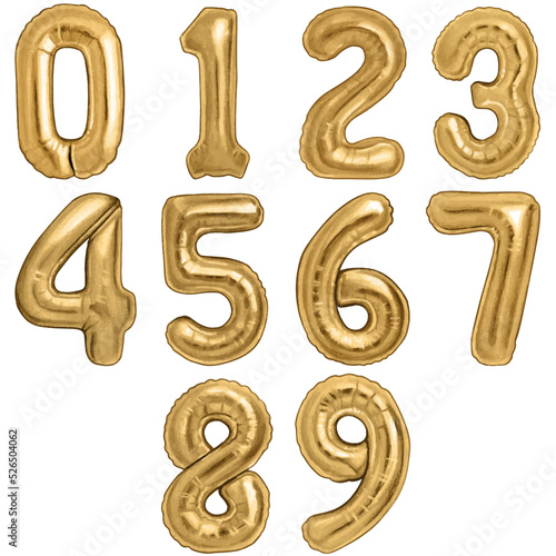 Watercolor hand drawn number shaped balloons